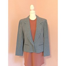 Vintage Pendleton Blue Gray 100 Virgin Wool Jacket Size 6 Made USA