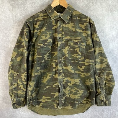 Taylor Stitch Button Shirt Men 40 (S) Woodland Camo All Over Print Long Sleeve