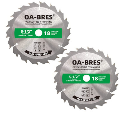 2 Pack 5-1/2'' ATB 18 Tooth Saw Blades, Cordless Trim, 5/8'' Arbor
