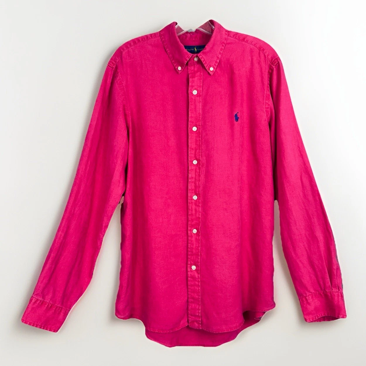 Ralph Lauren 100% Linen Washed Berry Pink Oxford Shirt LG Blue Pony Long Sleeve
Opens in a new windo