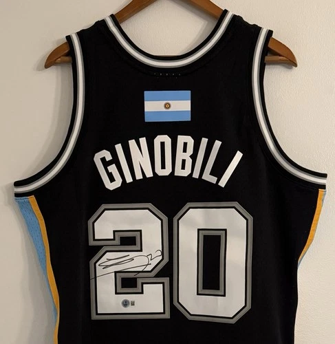 Manu Ginobili San Antonio Spurs Signed Mitchell & Ness Auto NBA HOF Jersey BAS