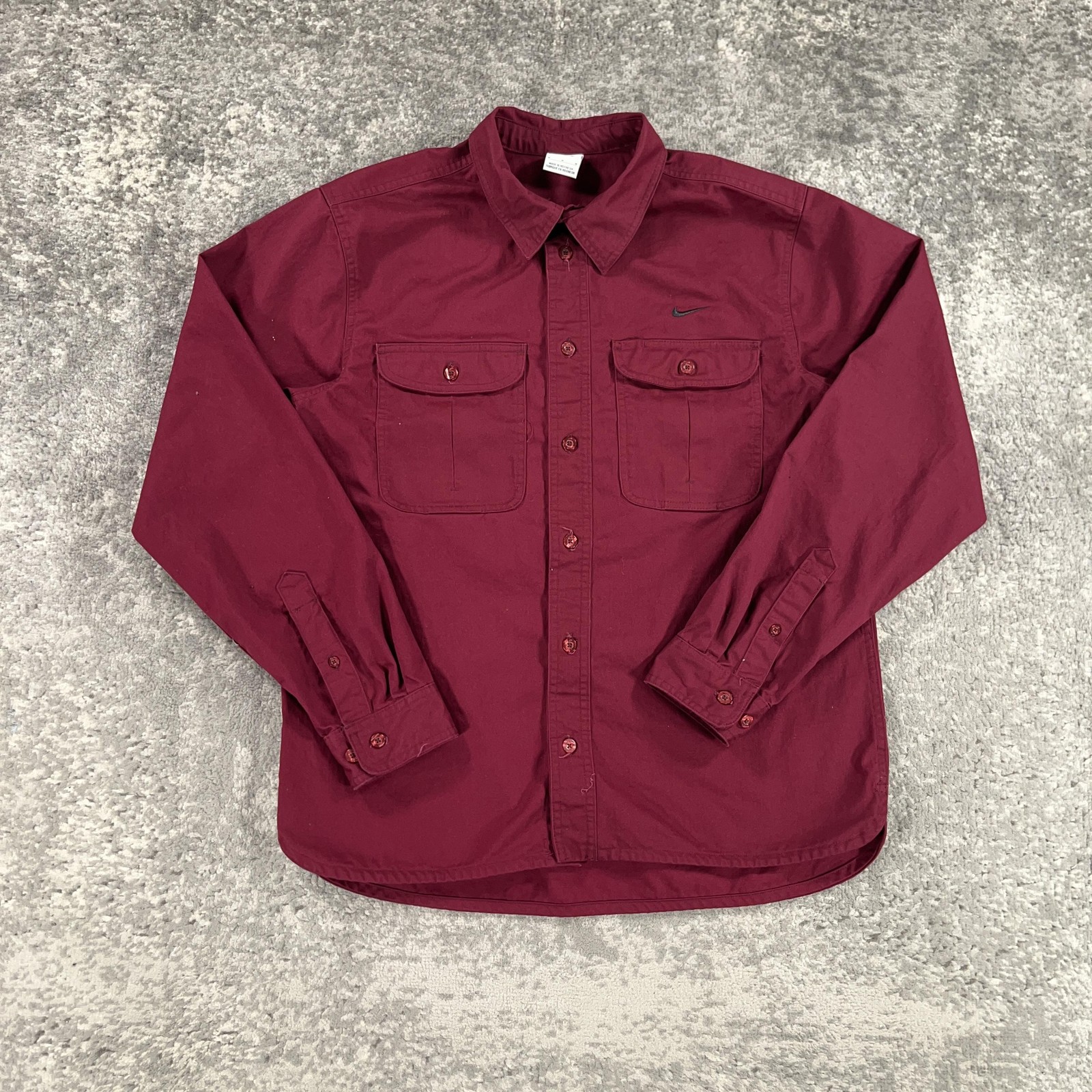 Camisa Nike SB Para Hombres Mediana Granate Borgoña Abotonada Manga Larga Ropa de Trabajo Patinador