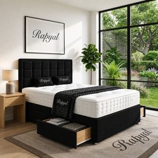 PLUSH DIVAN BED SET WITH MEMORY MATTRESS AND HEADBOARD 3FT 4FT 4FT6 5FT 6FT