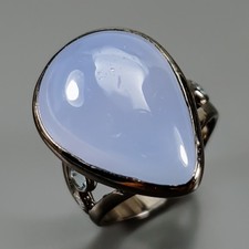 Handmade 15ct Natural Chalcedony Ring 925 Sterling Silver Size 8 /R434367