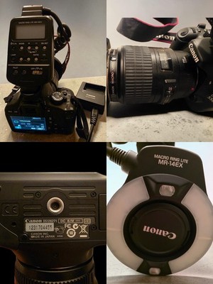 Canon EOS 550D + 18-55 + 100mm Macro + MR-14 EX Komplettset