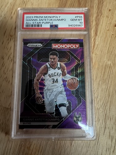 Panini 2023-24 Prizm Monopoly Giannis Antetokounmpo All-Star Purple PS5 PSA 10