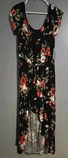J FOR JUSTIFY Romper Maxi Dress Cold Shoulder High Low  Floral Plus Size 2X NWT 
