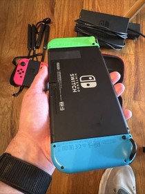 Nintendo Switch HAC-001 Console w/ Neon Green & Blue Joy-Cons &ndash; Excellent Cond!