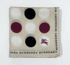 Unisex HANDKERCHIEF BURBERRY Polka For Cream Red COTTON POCKET SQUARE 19