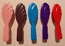 Lot of 5 Vintage 1990s Barbie Shell Hair Brushes Brush 3.5" Pink-Red-Purple-Blue