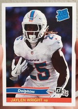 JAYLEN WRIGHT 2024 Panini Instant RC NFL RATED ROOKIE RETRO MIAMI DOLPHINS