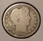 1894 o barber quarter good semi key date new orleans liberty head silver coin