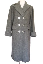 Vintage Chippewa Woolen Mills Coat Large Women Gray Wool Double Breasted