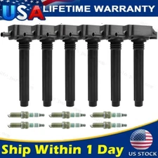 Set of 6 Heavy Duty Ignition Coil & Iridium Spark Plug For Jeep Dodge 3.6L UF648