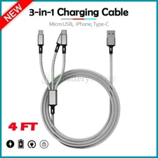 3-in-1 Multi Charger Cable USB Charging Cord for Apple iPhone 16 Pro/ 16 Pro Max