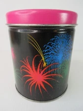 Colorful 'Let's Celebrate' Fireworks Gift Storage Tin Decorative Object