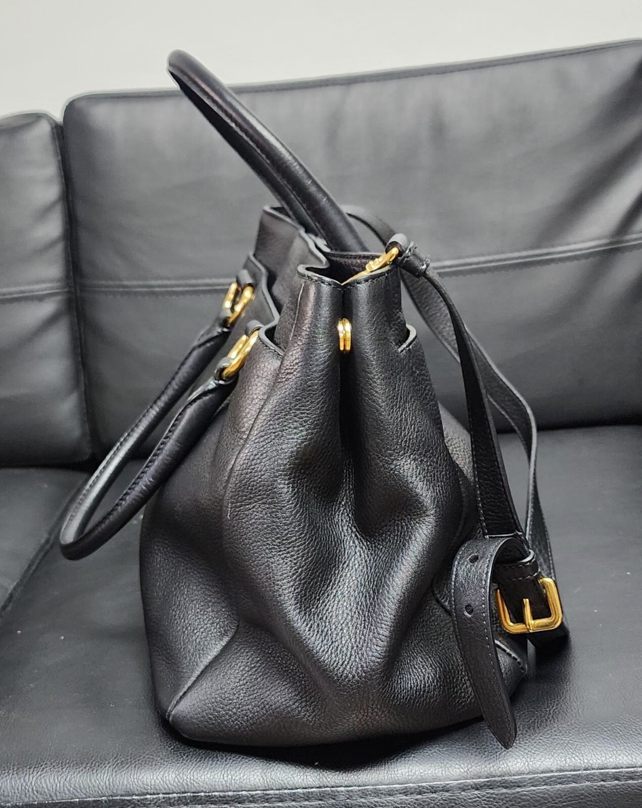 Black Prada Vitello Daino Travel Bag image 6
