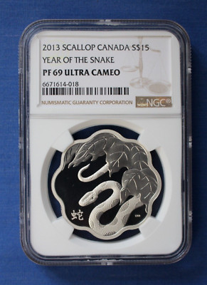 2013 Kanada Silber Proof 15 $ Münze ''Jahr der Schlange'' NGC bewertet PF69 mit COA