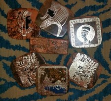 6 Egyptian Leather Coasters Camel Egypt Pharaoh (Brown)