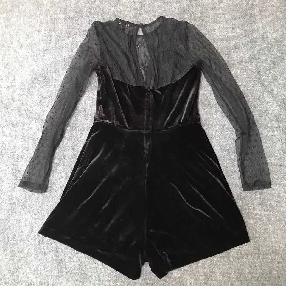 Y2K Express Romper XS женщин черный бархат чистый ведьмы прихоти рейв гот - Изображение 3 из 4