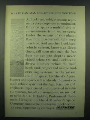 1966 Lockheed Missiles & Space Company Ad - In Vehicle Systems
