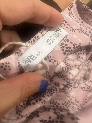 ZARA GIRL'S SHIRT DRESS PINK PRINTED BUTTON FRONT SHORT SLEEVE 2492/600 SZ 9 - Picture 7 of 8