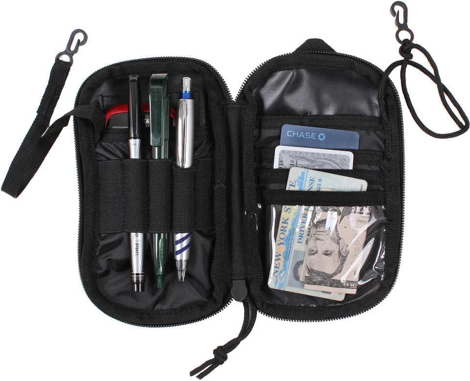 Cartera MOLLE táctica negra EDC bolsa de transporte soporte de identificación tarjetas de pasaporte broches de presión para cinturón Foto 3 de 3