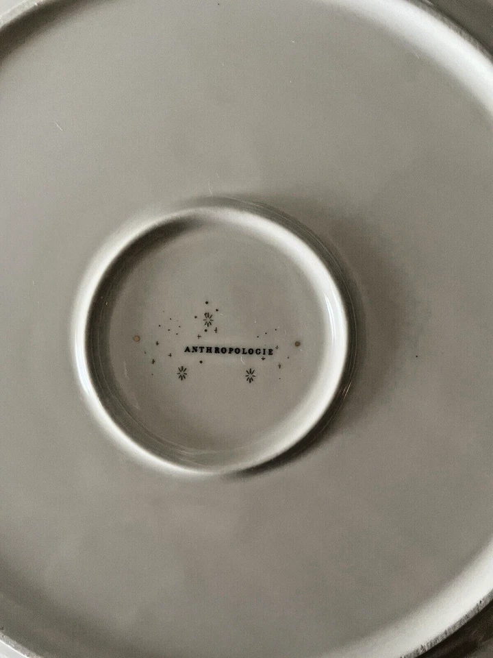 Platos de cena Anthropologie Celine, juego de 8 - gres, detalles dorados RARO Foto 4 de 4