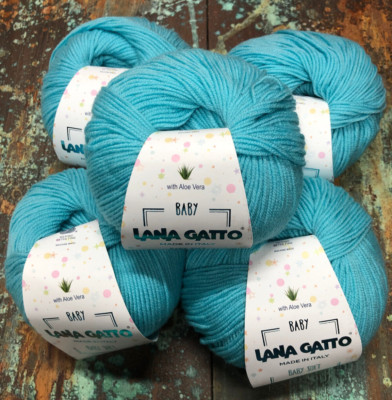Lot of 5 Lana Gatto Blue Baby Soft Yarn 50g/170m Each #14002