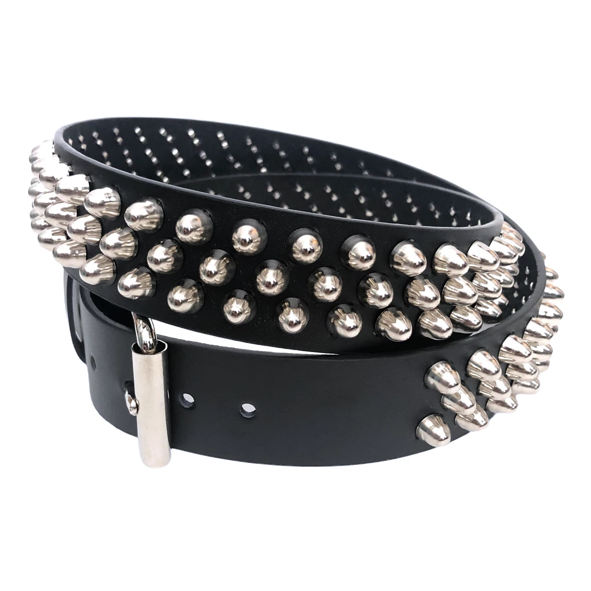 Gothic Punk Goth Metal 80s 90s Coned Spike Studded Black Genuine Leather Belt XL eBay Spikes-Spider Sport type XL