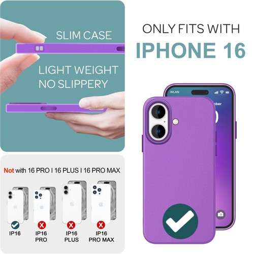 Funda Fina Mate para iPhone 16, Funda Silicona Antideslizante Funda Protectora Cover - Imagen 19 de 36