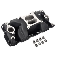 Air Gap Dual Plane Aluminum Intake Manifold For SBC Small Block Chevy 350 400 BK