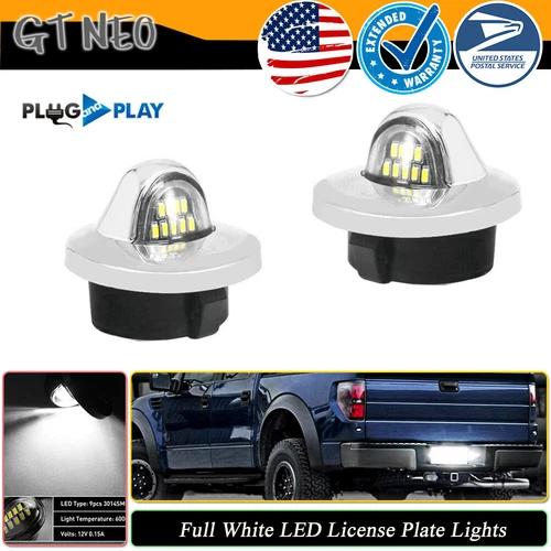 Chrome White LED License Plate Tag Light Lamps for 1999-2016 Ford F150 F250 F350