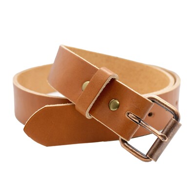 1.5'' Amish Made Tan Leather Belt, Heavy Duty Full-Grain leather, Handmade in USA