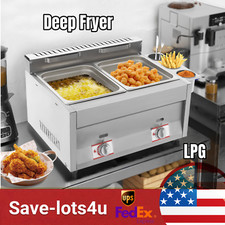 Stainless Steel Commercial Countertop Gas Fryer Deep Fryer (LPG) 2 Basket