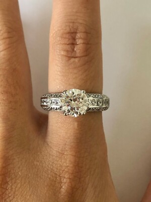 Schöner runder & princessklarer Ring 2 Karat CZ 925 Silber erhöhter Stil Größe 8
