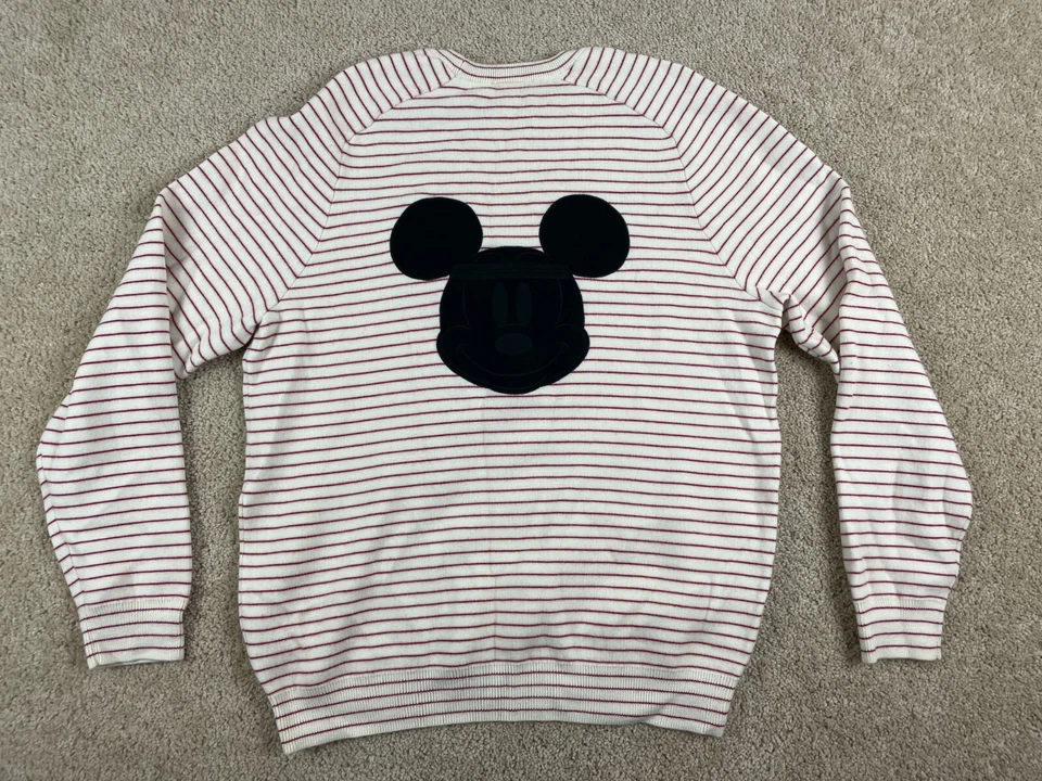 Suéter Pullover Lacoste Para Hombres XL Elastizado Disney Mickey Mouse Rayas Blanco Rojo Foto 4 de 4