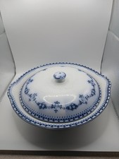 15 piece H and K Tunsall Kingsley Dinner Service Blue Flow Early 20th Century