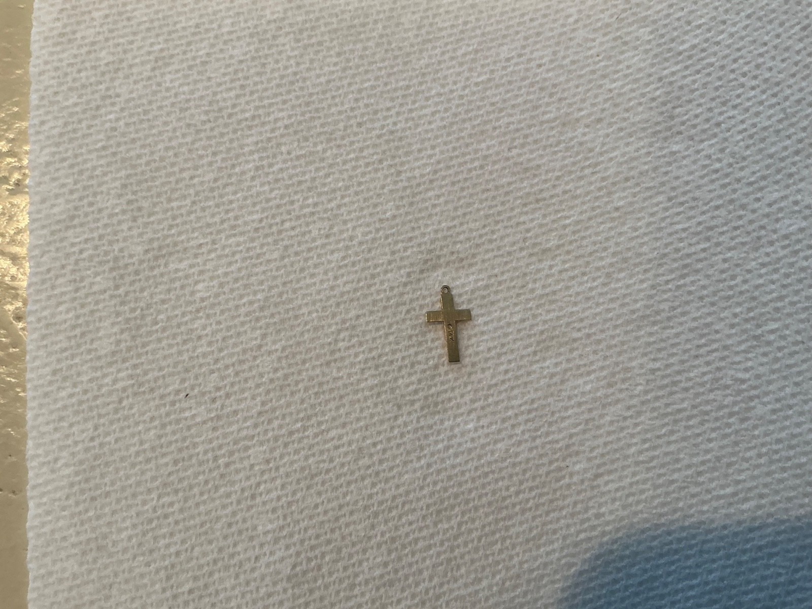 14K Solid Yellow Gold Tiny Thin Cross Charm- No B… - image 5
