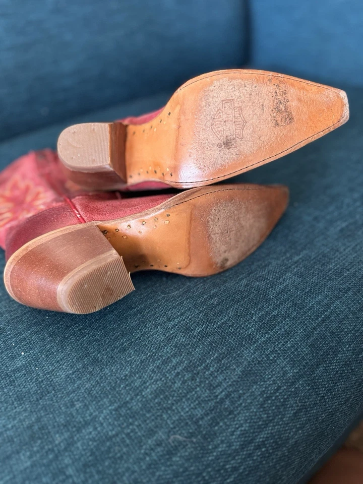 Botas vaqueras de cuero genuinas Harley Davidson• rojas • para mujer talla 7 Foto 3 de 4