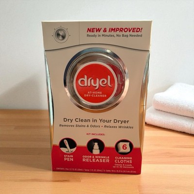 Dryel At-Home Dry-Cleaner Kit  6 Cleaning Cloths Wrinkle Releaser Stain Pen New