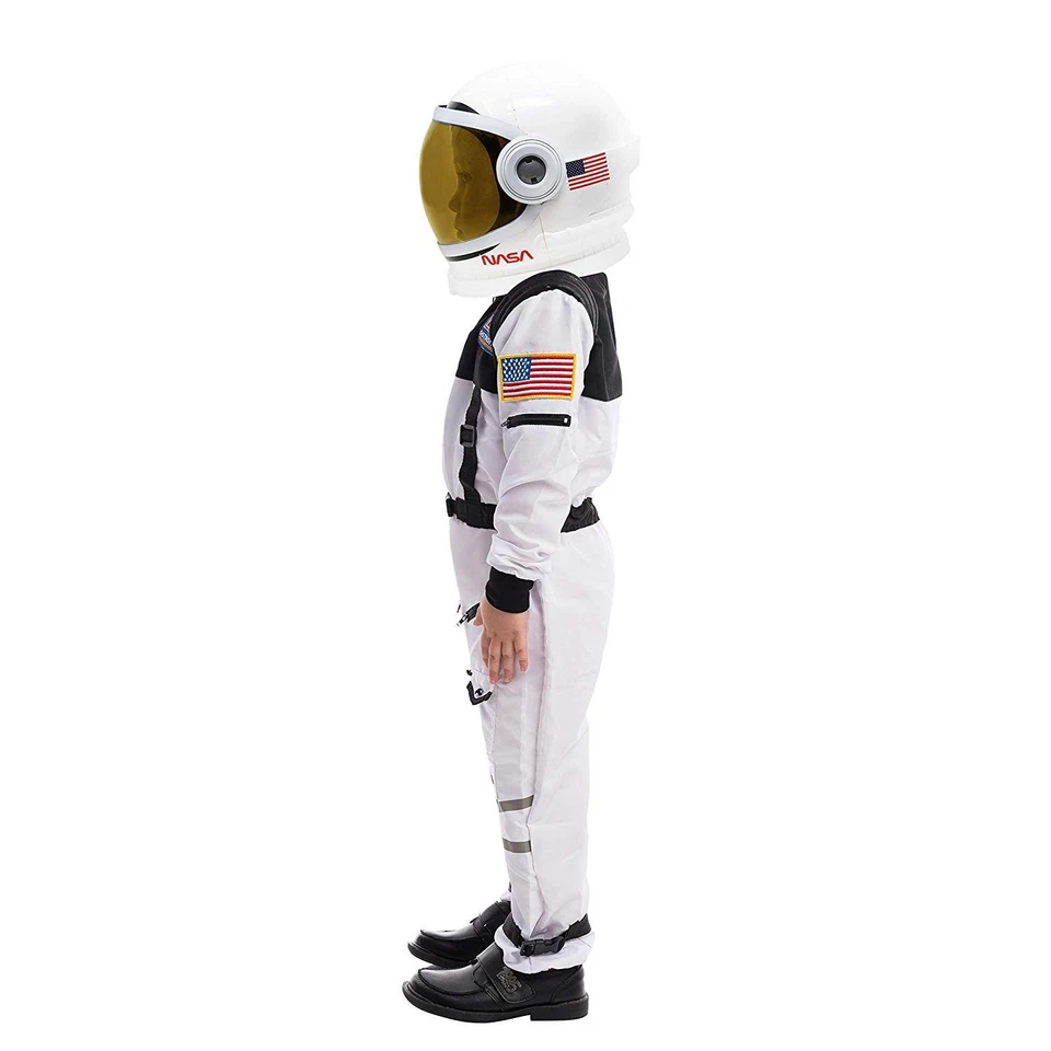 Disfraz de astronauta blanco con casco, traje espacial para niño pequeño con visera móvil... Foto 4 de 4
