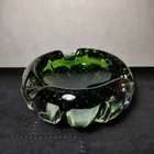 1960s Murano Green Ashtray: Biomorphic Bubble Glass Trinket Dish