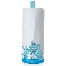 Remerry Turtle Paper Towel Roll Holder Blue Wooden Sea Turtle Seaweed Underwa...