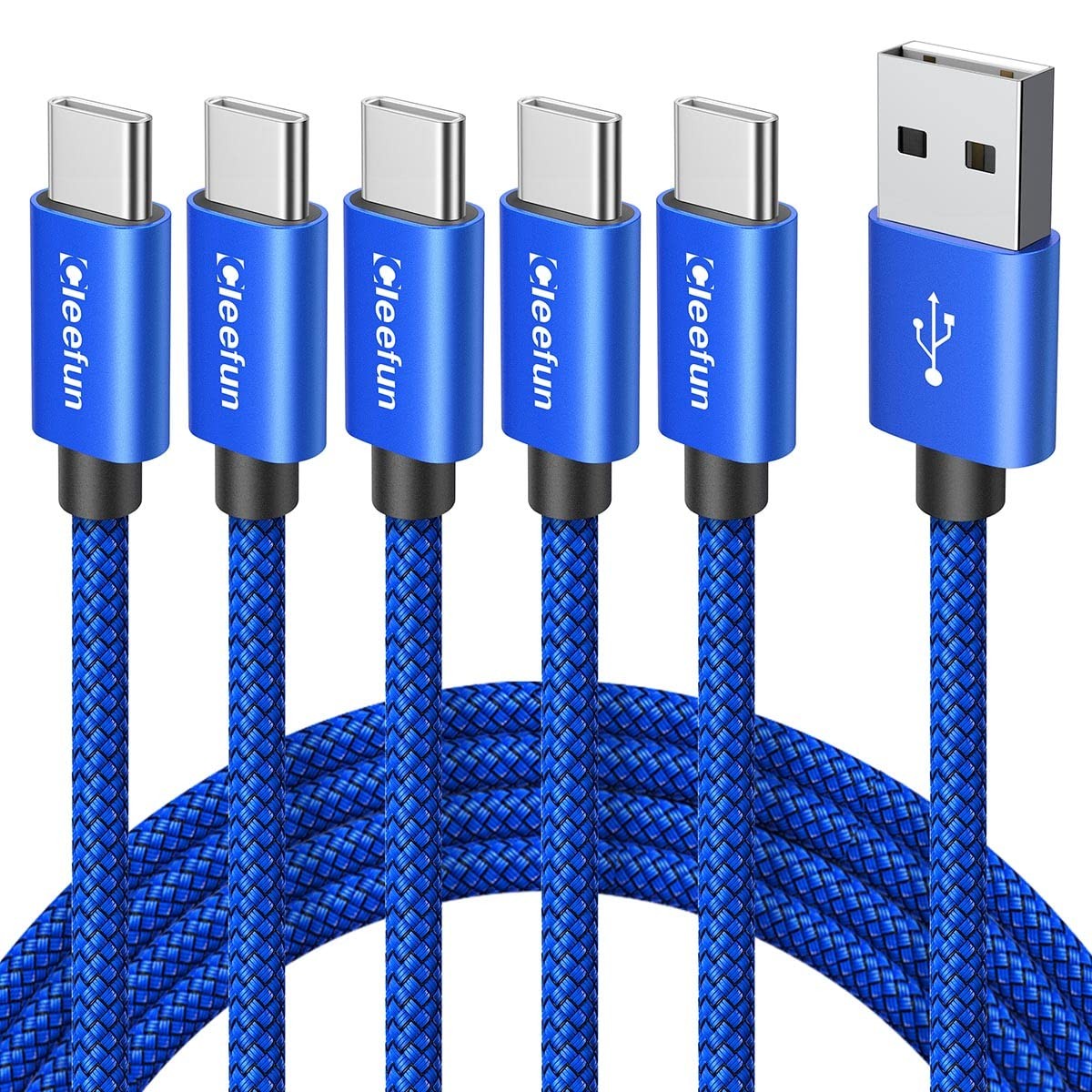 3ft USB C to USB A Fast Charging Cable 5-Pack for Quick Charge-image
