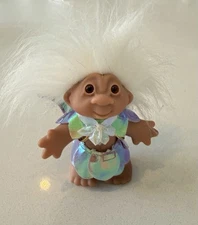 DAM 2005 Fairy Flower Petal Troll Doll White Hair Plastic 5.5”
