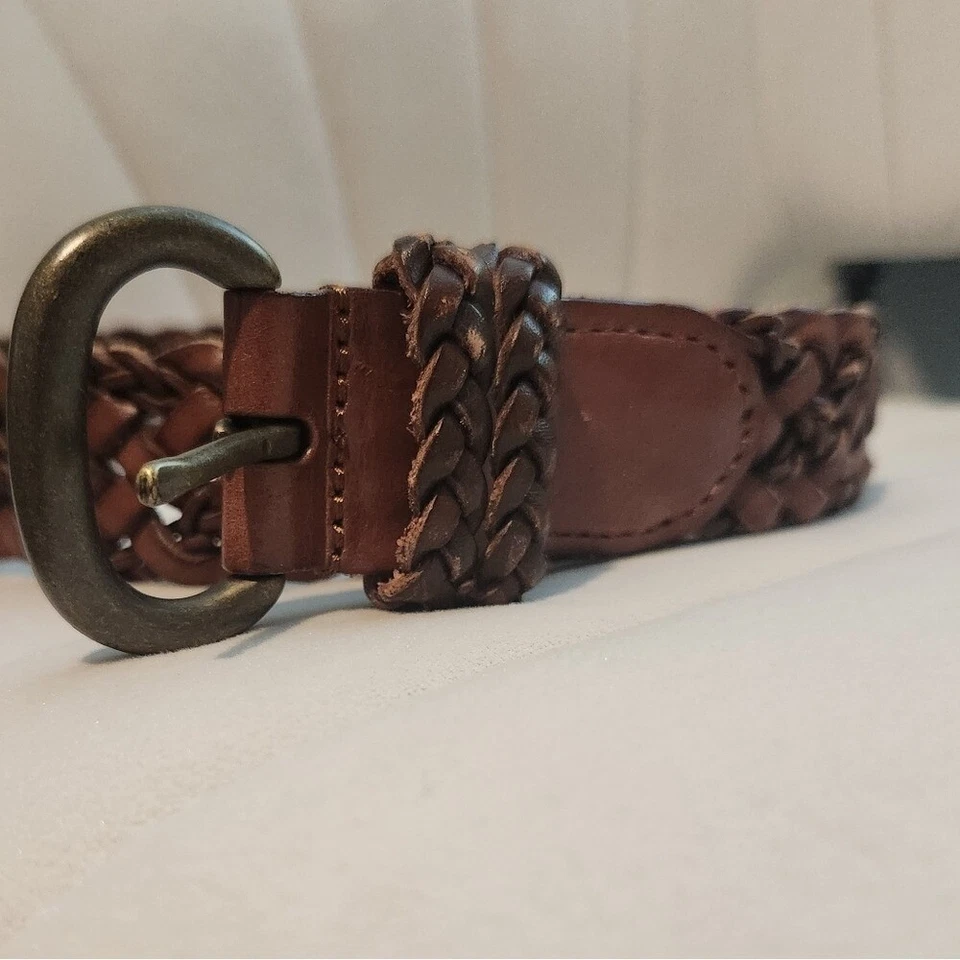 Ralph Lauren Cinturón Cuero Trenzado Pequeño 26 Latón Hebilla Mujer Niño Clásico Foto 2 de 4