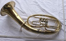 3 valvole corno tenore melton vecchia musica lamiera strumento a fiato unres difettoso decorazione superiore