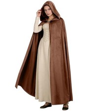 Renaissance Hooded Cloak Medieval Wizard Witch Cape for Ren Faire Brown