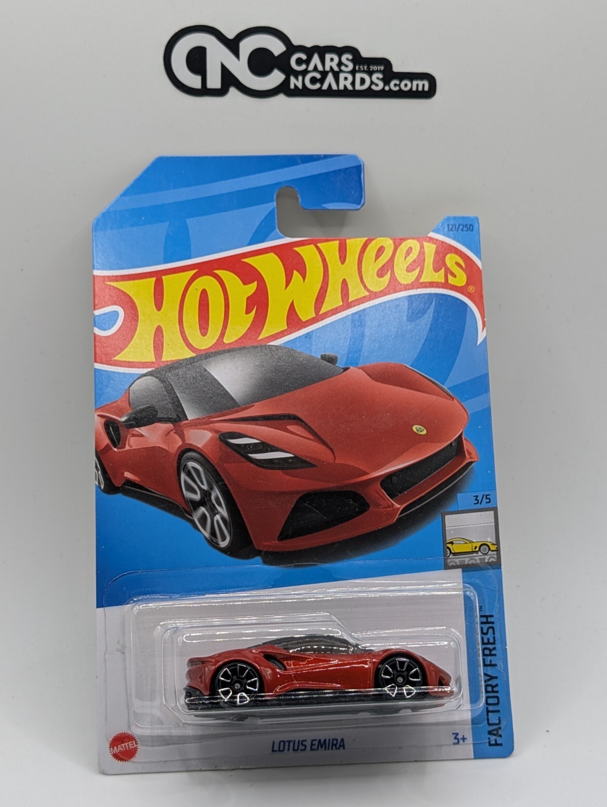 2023 Hot Wheels Factory Fresh 3/5 Lotus Emira Red 121/250 (Card Crease)